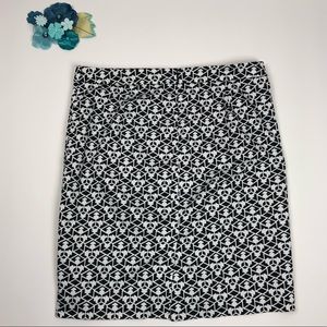 J. Crew Black and White Geometric Pencil Skirt